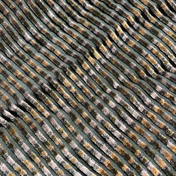 Vintage Velvet Burnout Sheer Mesh Stripe Green Brown Scarf Y2K - Picture 6 of 6